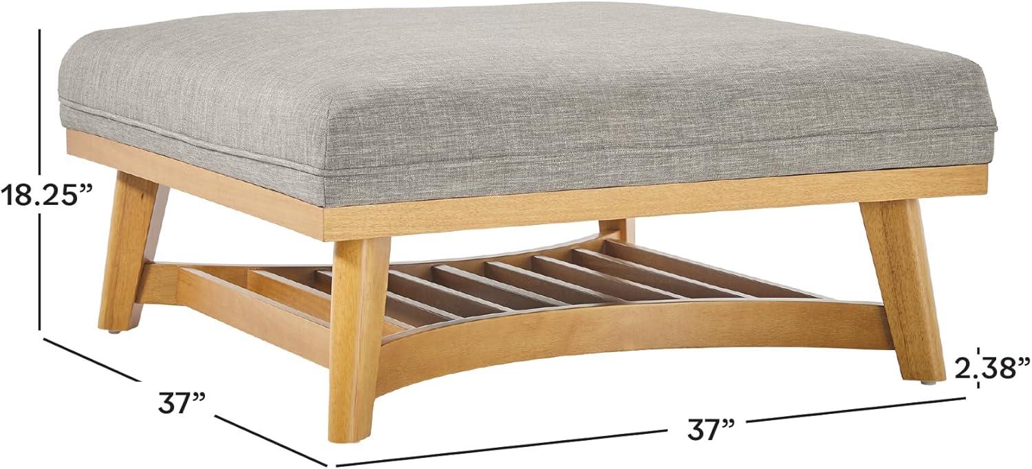 imageWalker Edison Nash Modern Farmhouse Large Oversized Linen Ottoman CreamDark Grey