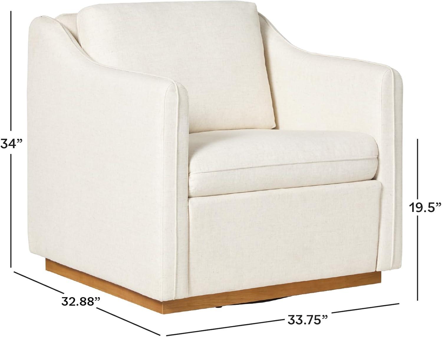 imageWalker Edison Nash Modern Farmhouse Linen Swivel Accent Chair Dark GreyCream