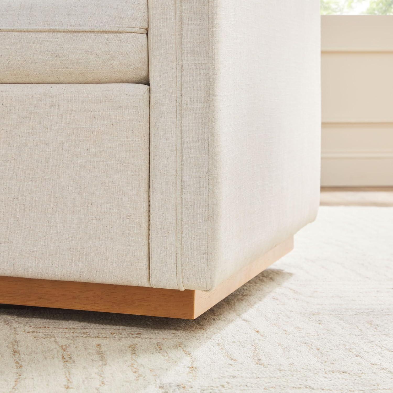 imageWalker Edison Nash Modern Farmhouse Linen Swivel Accent Chair Dark GreyCream