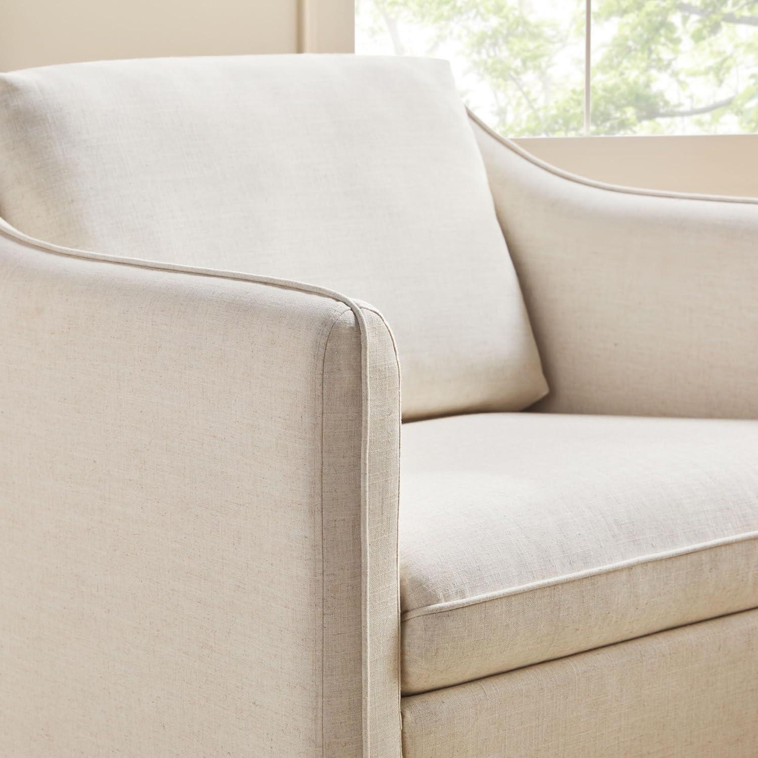 imageWalker Edison Nash Modern Farmhouse Linen Swivel Accent Chair Dark GreyCream