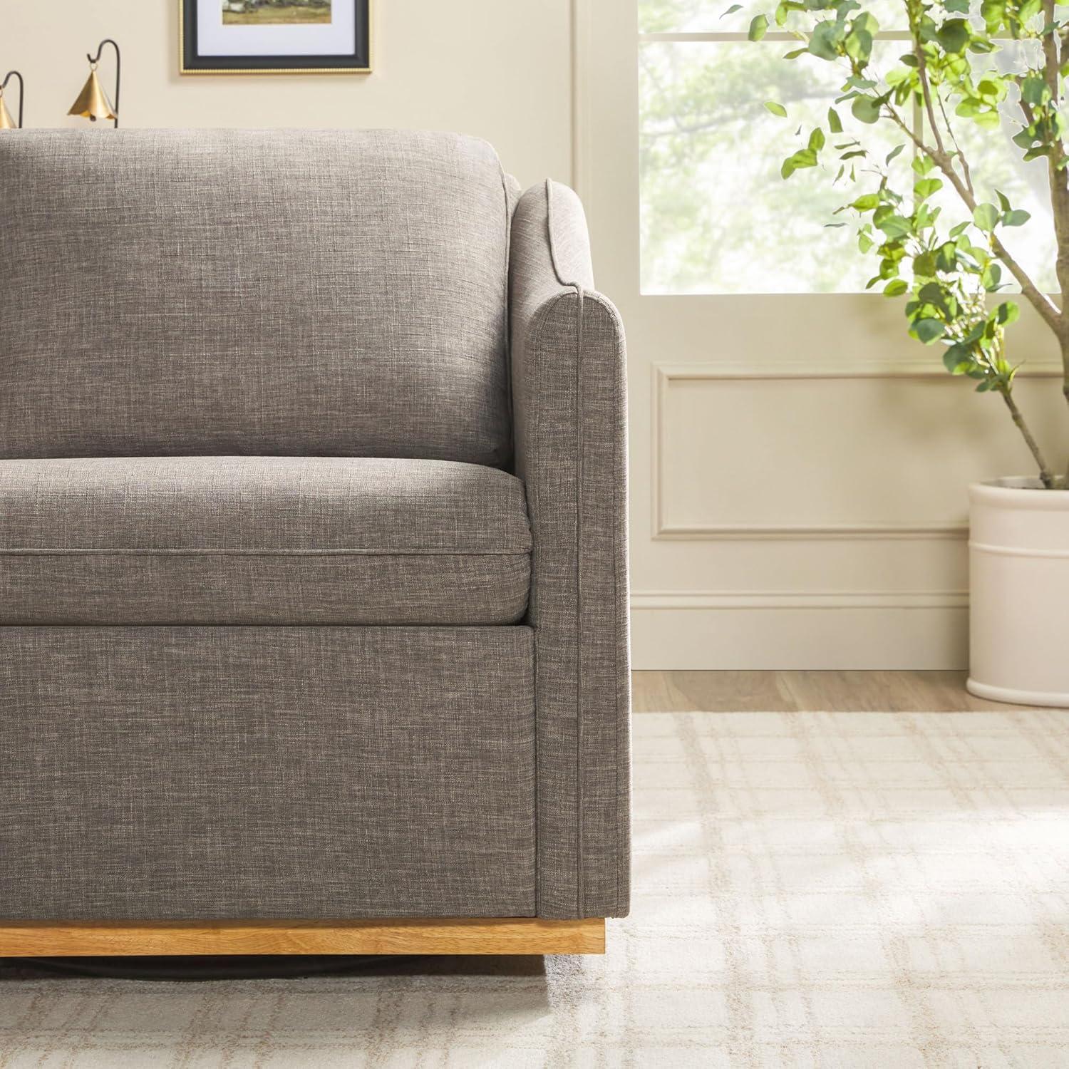 imageWalker Edison Nash Modern Farmhouse Linen Swivel Accent Chair Dark GreyDark Grey