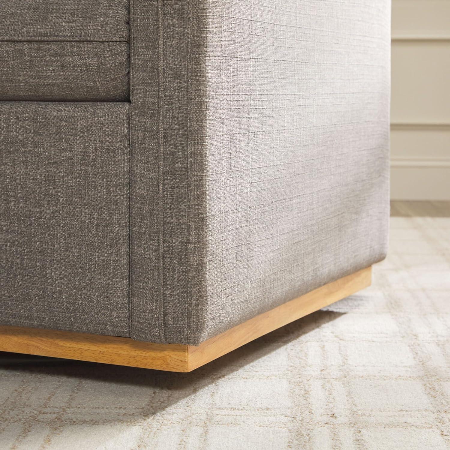 imageWalker Edison Nash Modern Farmhouse Linen Swivel Accent Chair Dark GreyDark Grey