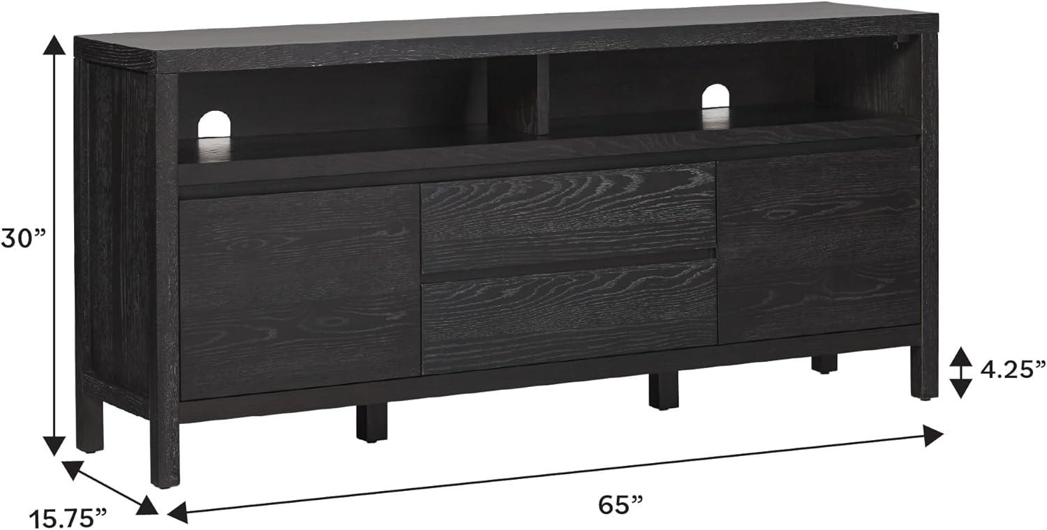 imageWalker Edison Nash Modern Farmhouse Rustic Solid Oak Wood Sideboard with Storage 65 inch BlackBlack