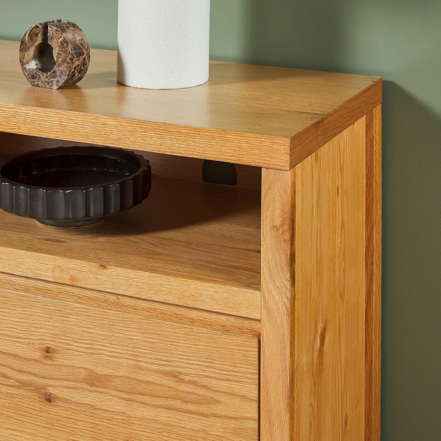 imageWalker Edison Nash Modern Farmhouse Rustic Solid Oak Wood Sideboard with Storage 65 inch BlackWhite Oak