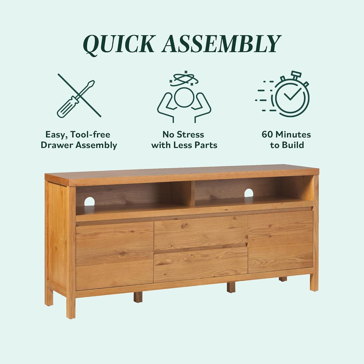 imageWalker Edison Nash Modern Farmhouse Rustic Solid Oak Wood Sideboard with Storage 65 inch BlackWhite Oak