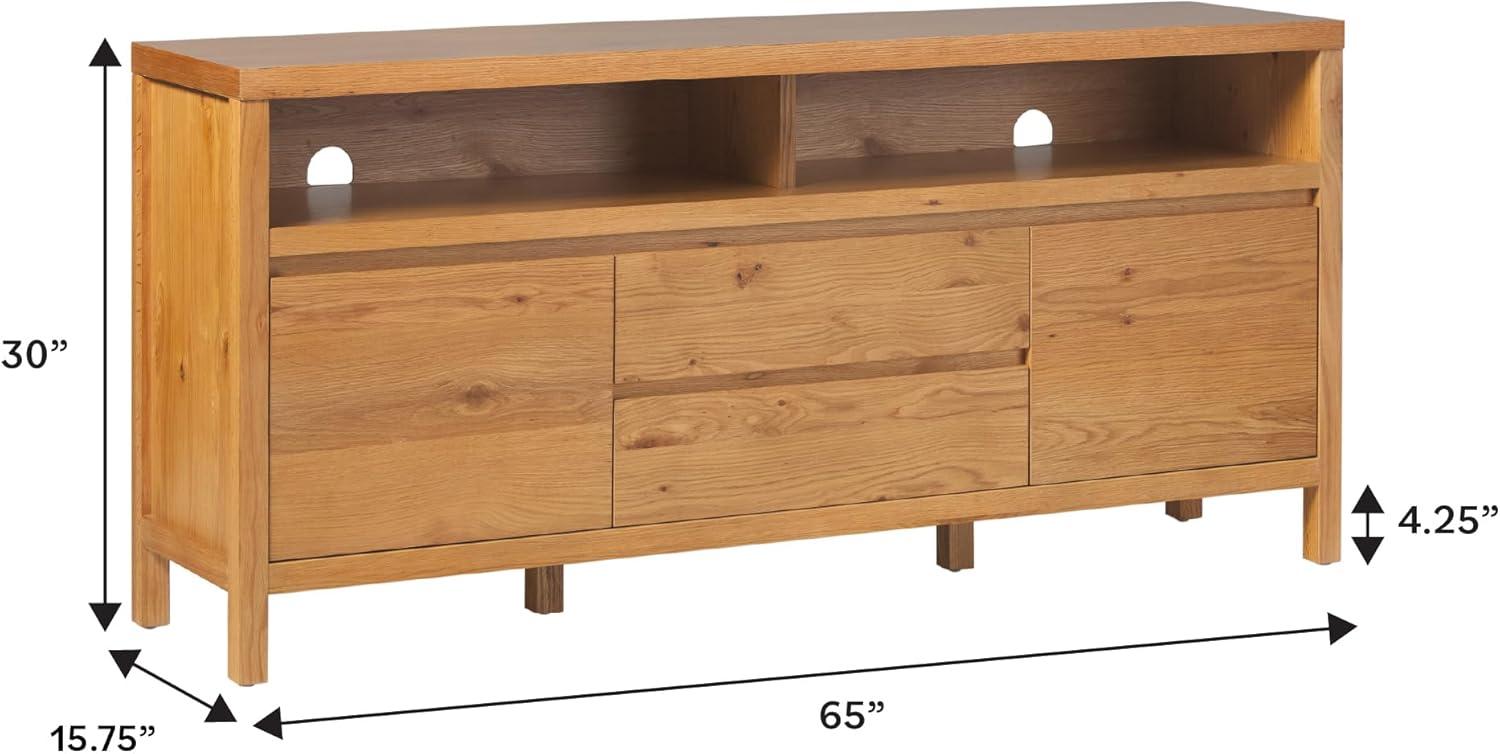 imageWalker Edison Nash Modern Farmhouse Rustic Solid Oak Wood Sideboard with Storage 65 inch BlackWhite Oak