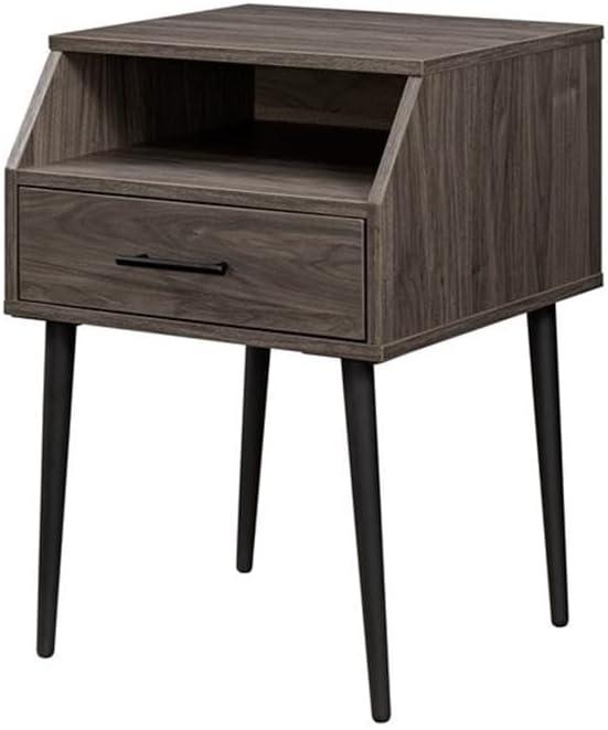 imageWalker Edison Nora 18quot 1Drawer Contemporary Side Table with Open StorageSlate GreyBlack 18 InchSlate Grey
