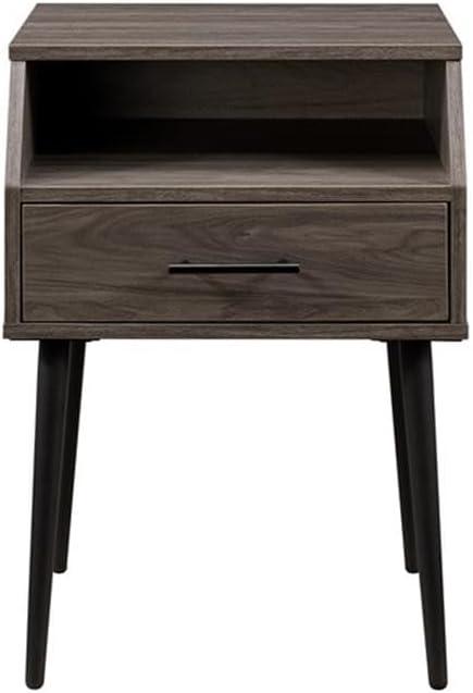imageWalker Edison Nora 18quot 1Drawer Contemporary Side Table with Open StorageSlate GreyBlack 18 InchSlate Grey