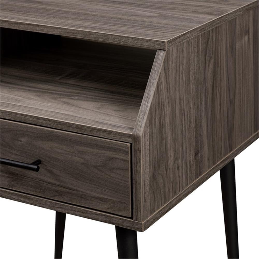 imageWalker Edison Nora 18quot 1Drawer Contemporary Side Table with Open StorageSlate GreyBlack 18 InchSlate Grey