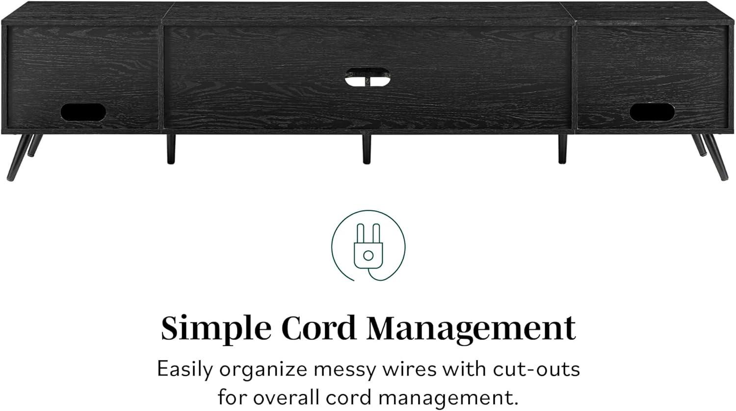 imageWalker Edison Nora Modern Minimal OpenShelf TV Stand for TVs up to 90 Inches 80 Inch Dark WalnutBlack