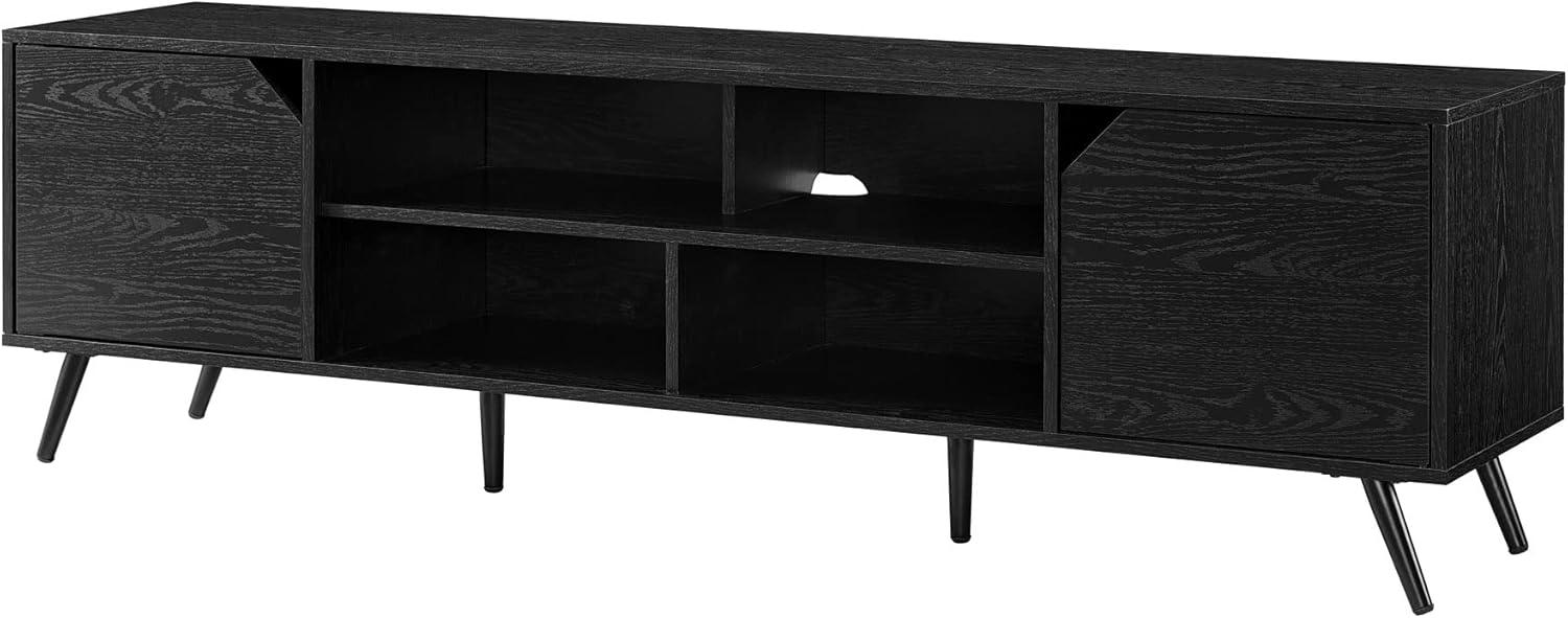 imageWalker Edison Nora Modern Minimal OpenShelf TV Stand for TVs up to 90 Inches 80 Inch Dark WalnutBlack