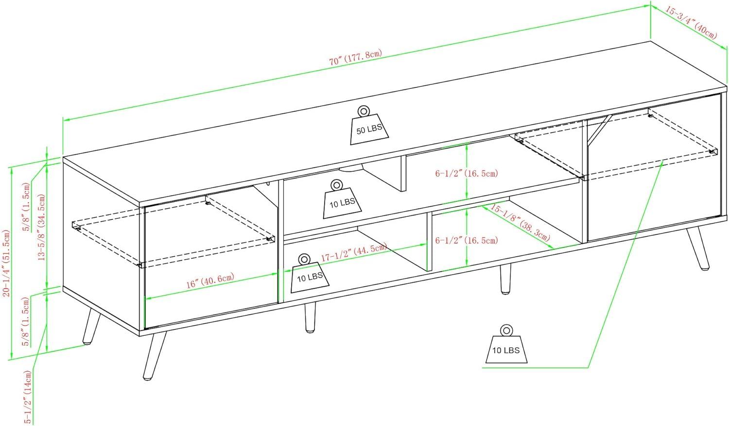 imageWalker Edison Nora Modern Minimal OpenShelf TV Stand for TVs up to 90 Inches 80 Inch Dark WalnutBlack