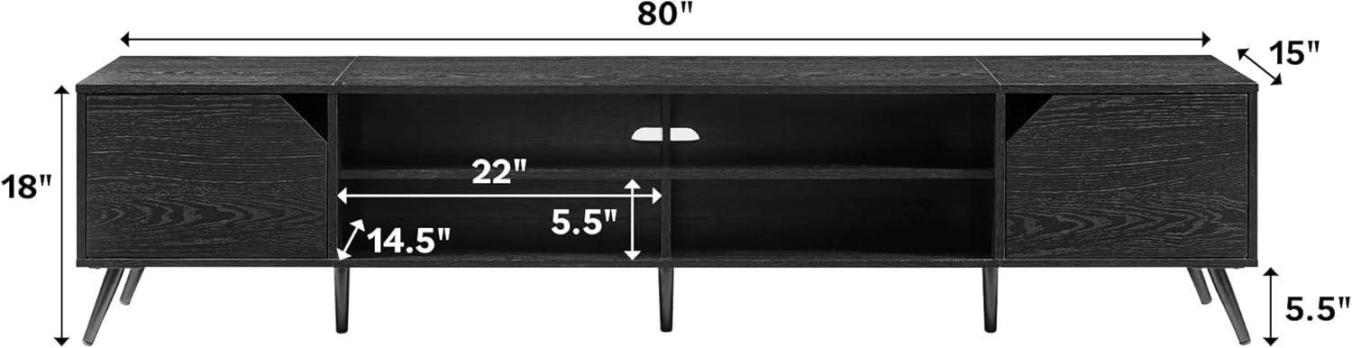 imageWalker Edison Nora Modern Minimal OpenShelf TV Stand for TVs up to 90 Inches 80 Inch Dark WalnutBlack