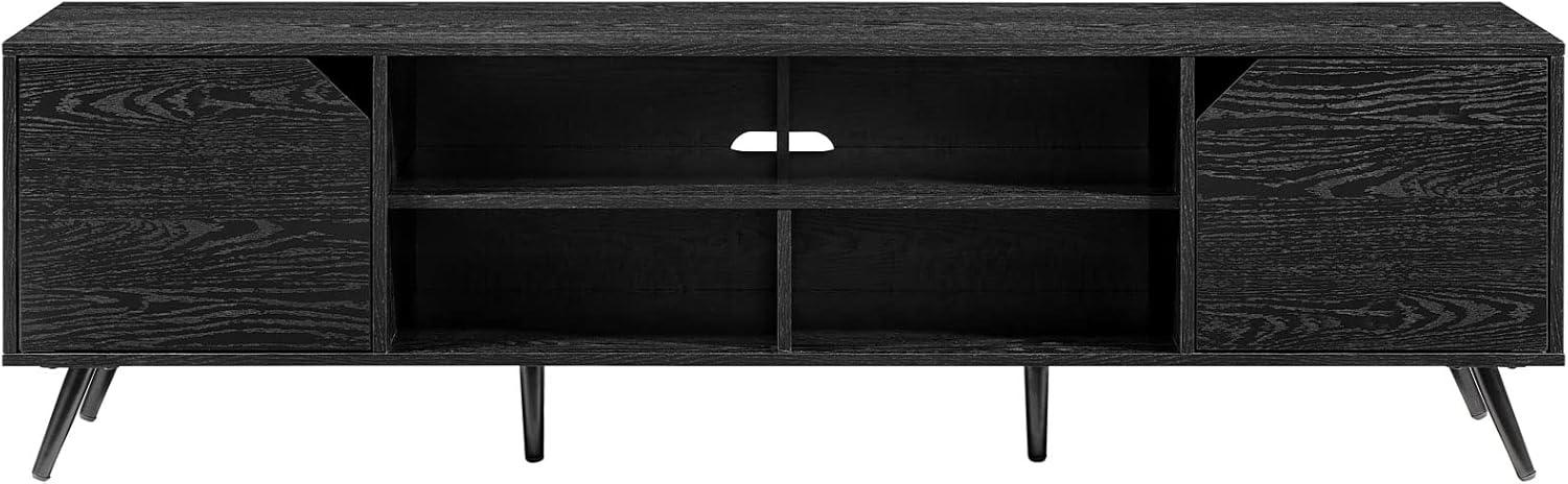 imageWalker Edison Nora Modern Minimal OpenShelf TV Stand for TVs up to 90 Inches 80 Inch Dark WalnutBlack