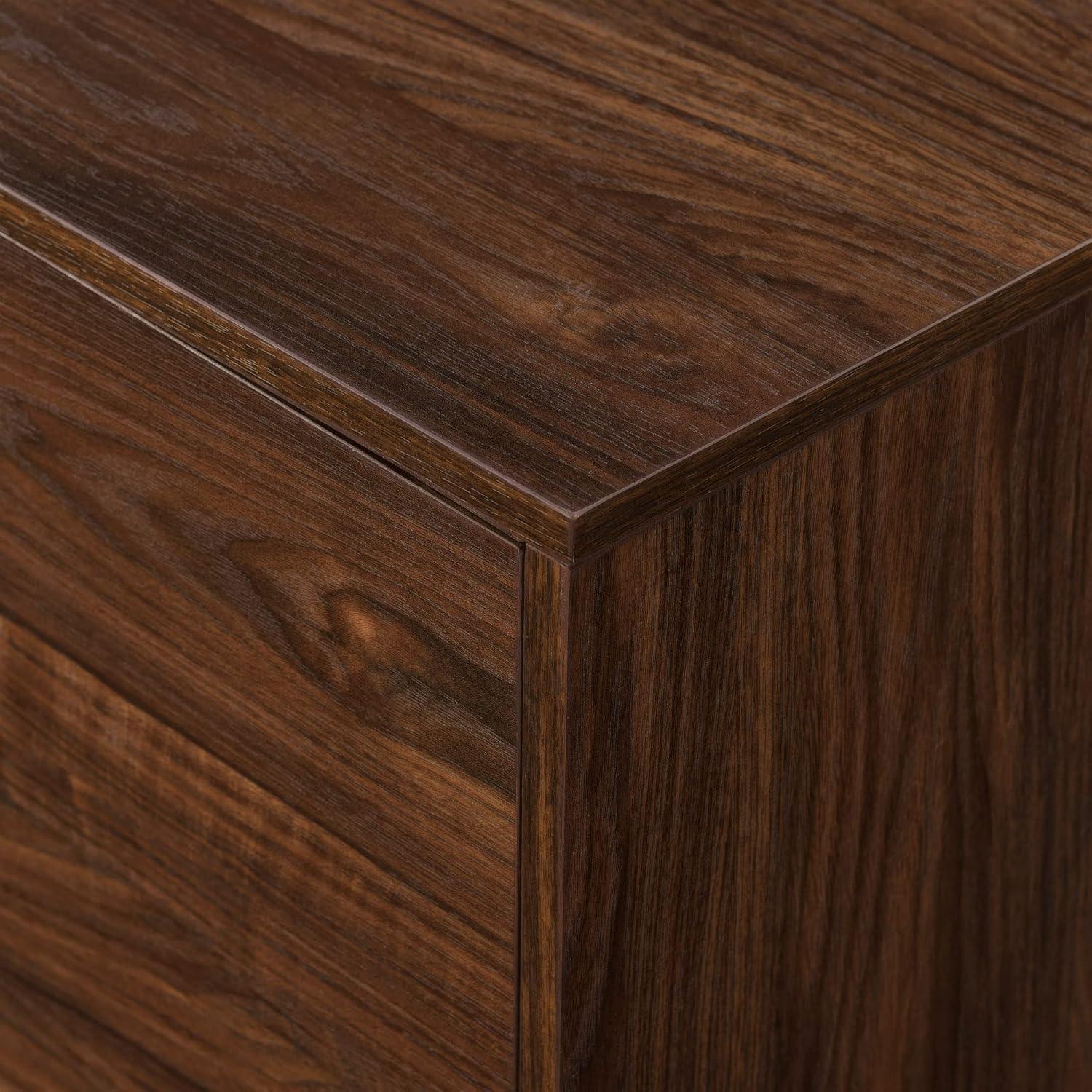 imageWalker Edison Nora Modern Minimal OpenShelf TV Stand for TVs up to 90 Inches 80 Inch Dark WalnutDark Walnut