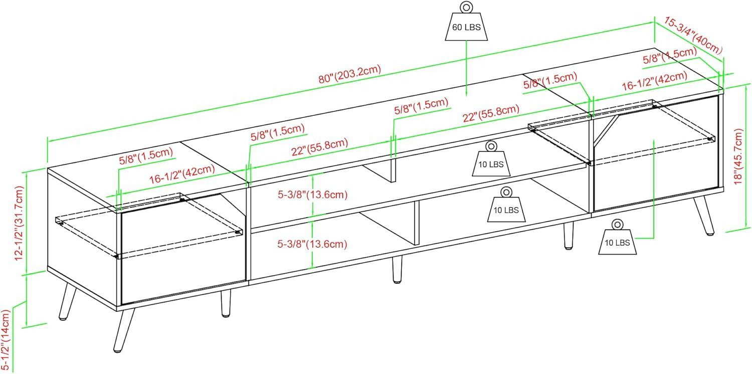 imageWalker Edison Nora Modern Minimal OpenShelf TV Stand for TVs up to 90 Inches 80 Inch Dark WalnutDark Walnut
