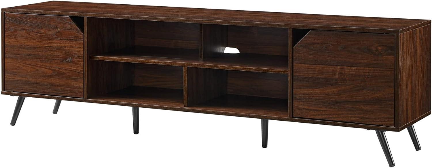 imageWalker Edison Nora Modern Minimal OpenShelf TV Stand for TVs up to 90 Inches 80 Inch Dark WalnutDark Walnut