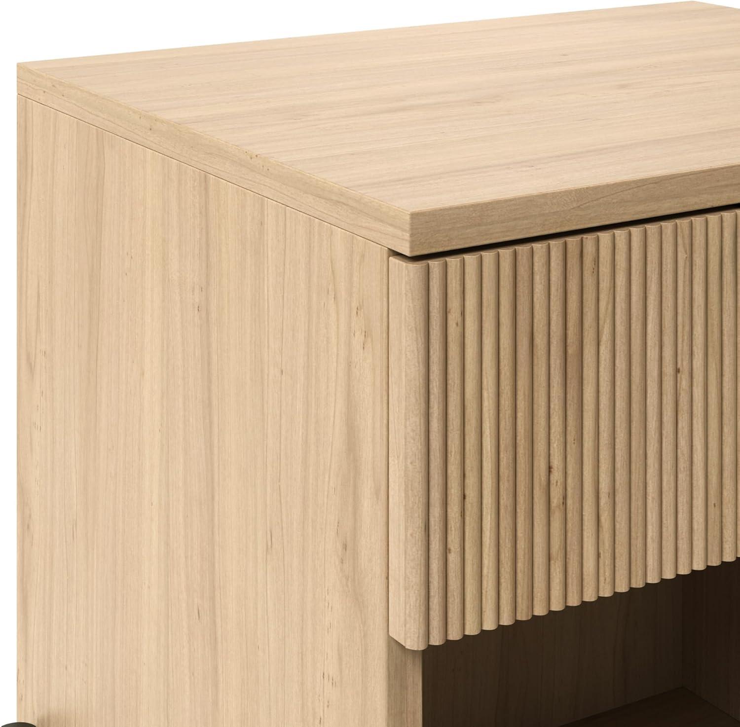 imageWalker Edison Paris Modern ReededDrawer Nightstand with Open Storage 24 Inch BlackCoastal Oak