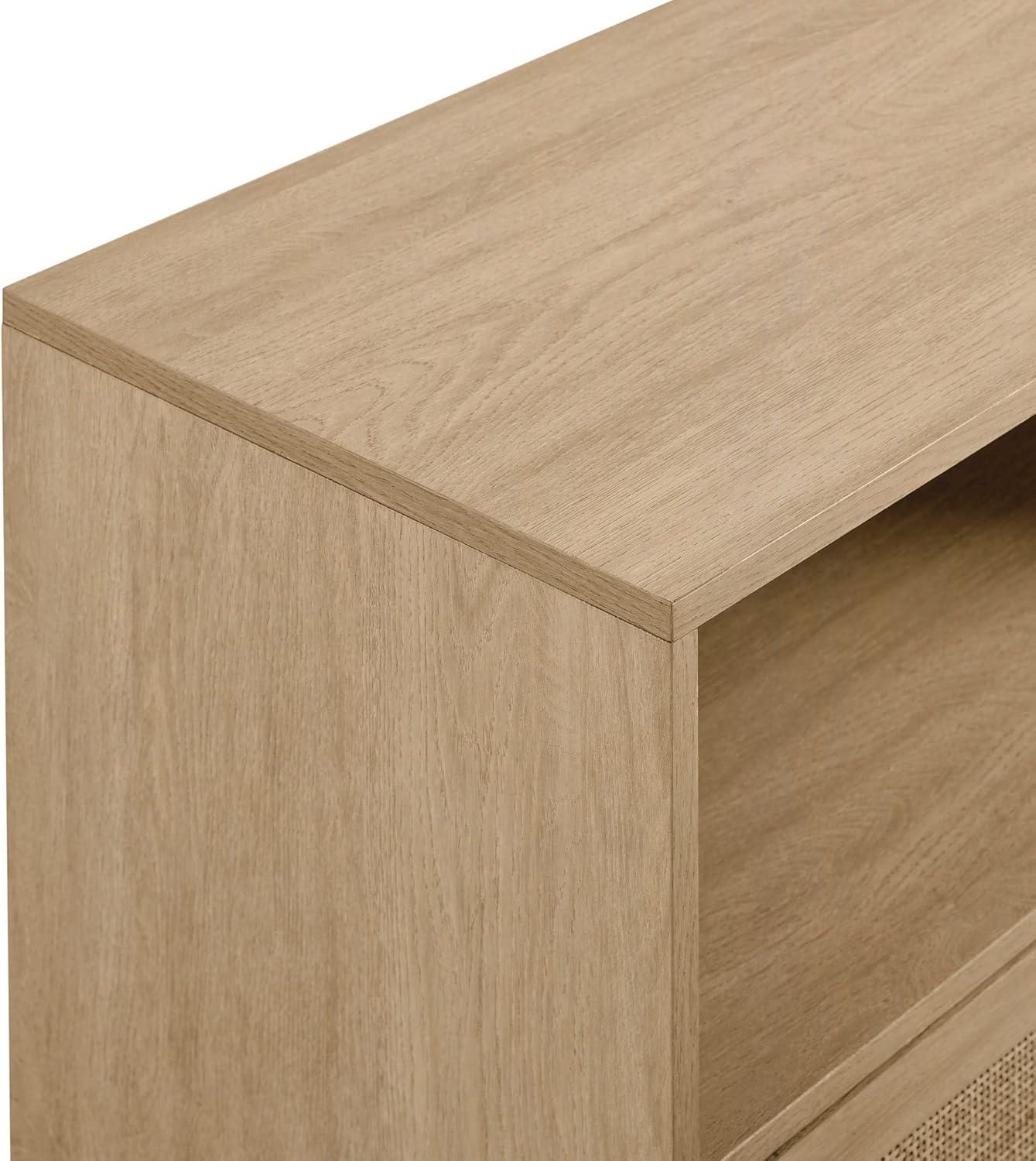 imageWalker Edison Payton Coastal RattanDrawer Fireplace TV Stand for TVs up to 75 Inches 70 Inch Coastal OakCoastal Oak