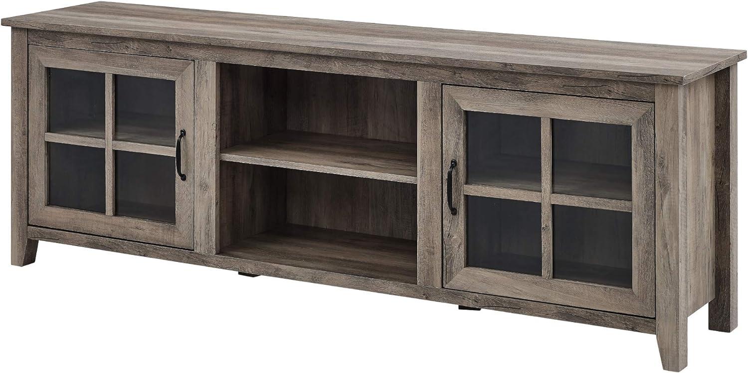 imageWalker Edison Portsmouth Classic 2 Glass Door TV Stand for TVs up to 80 Inches 70 Inch BirchGrey Wash