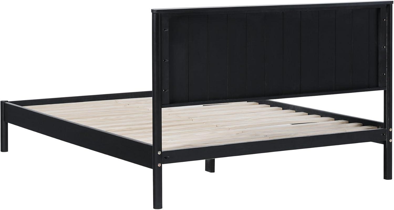 imageWalker Edison Queen Modern Reeded Headboard Solid Wood Bed Queen Size BlondeBlack