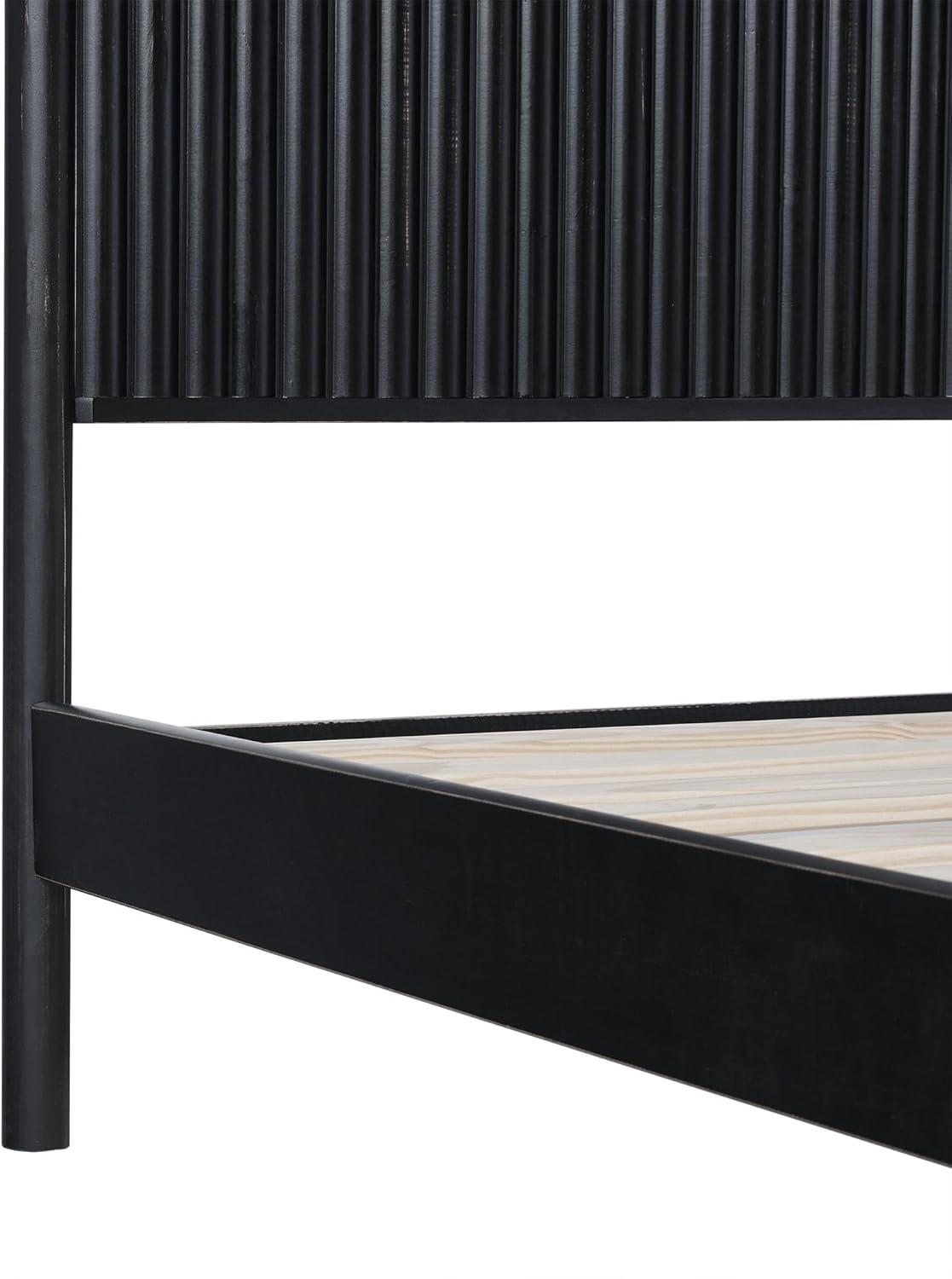 imageWalker Edison Queen Modern Reeded Headboard Solid Wood Bed Queen Size BlondeBlack