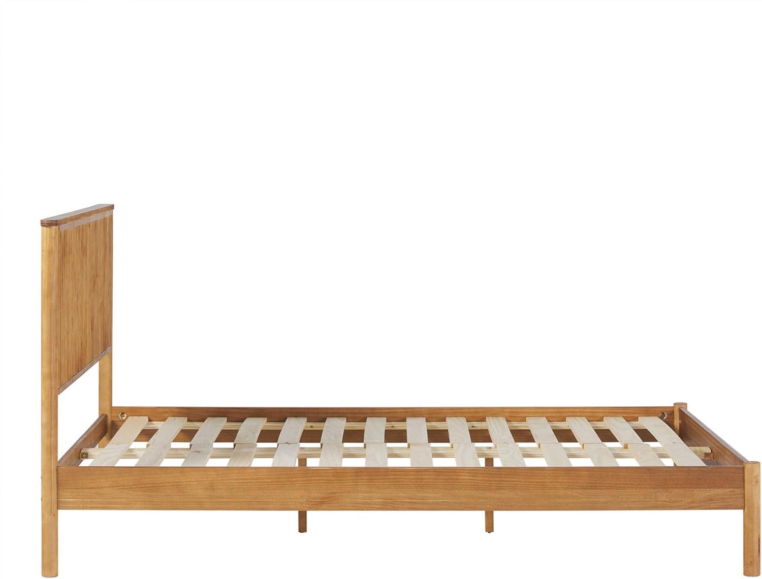 imageWalker Edison Queen Modern Reeded Headboard Solid Wood Bed Queen Size BlondeBlonde