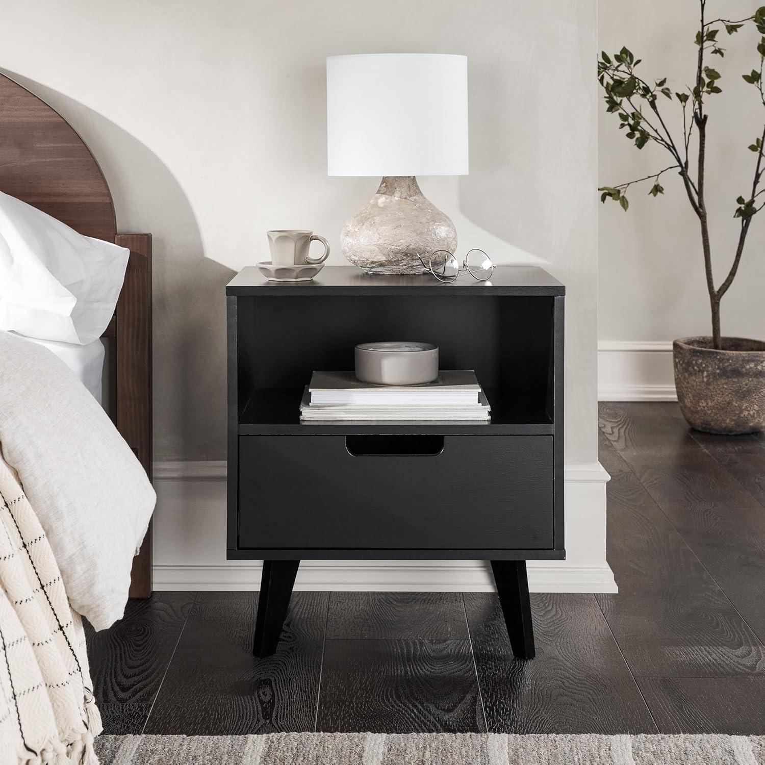 imageWalker Edison Raelyn MidCentury Modern 1Drawer Nightstand 20 Inch BlackBlack
