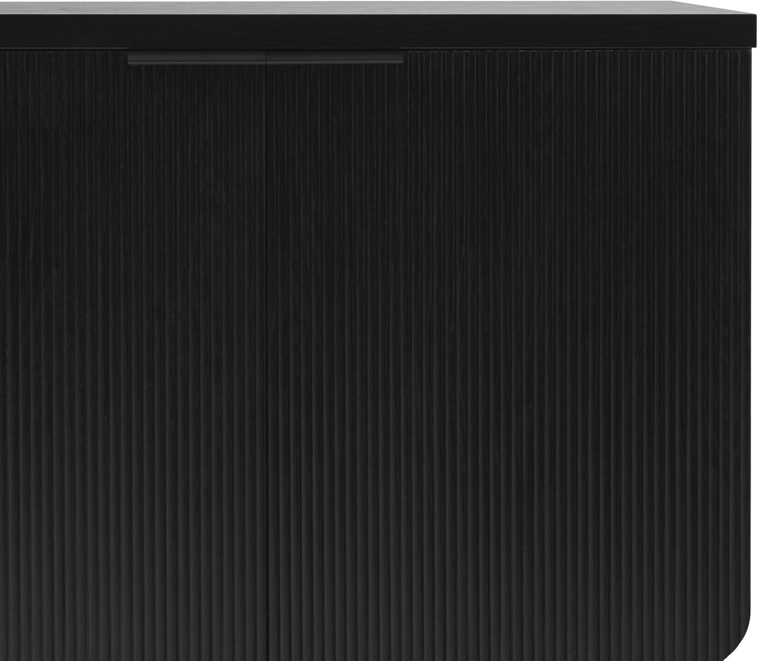 imageWalker Edison Reema Fluted 4Door Kitchen Sideboard Buffet Console 69 Inch Coastal OakBlack