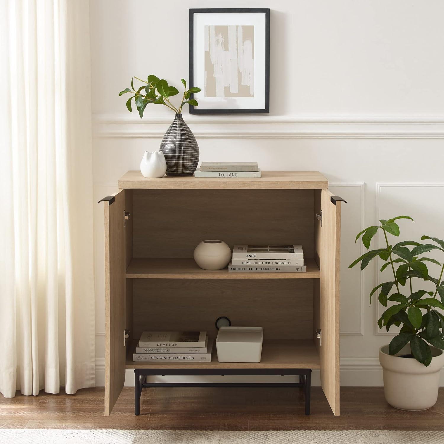 imageWalker Edison Reema Fluted Door Accent Table 32 Inch Coastal OakCoastal Oak