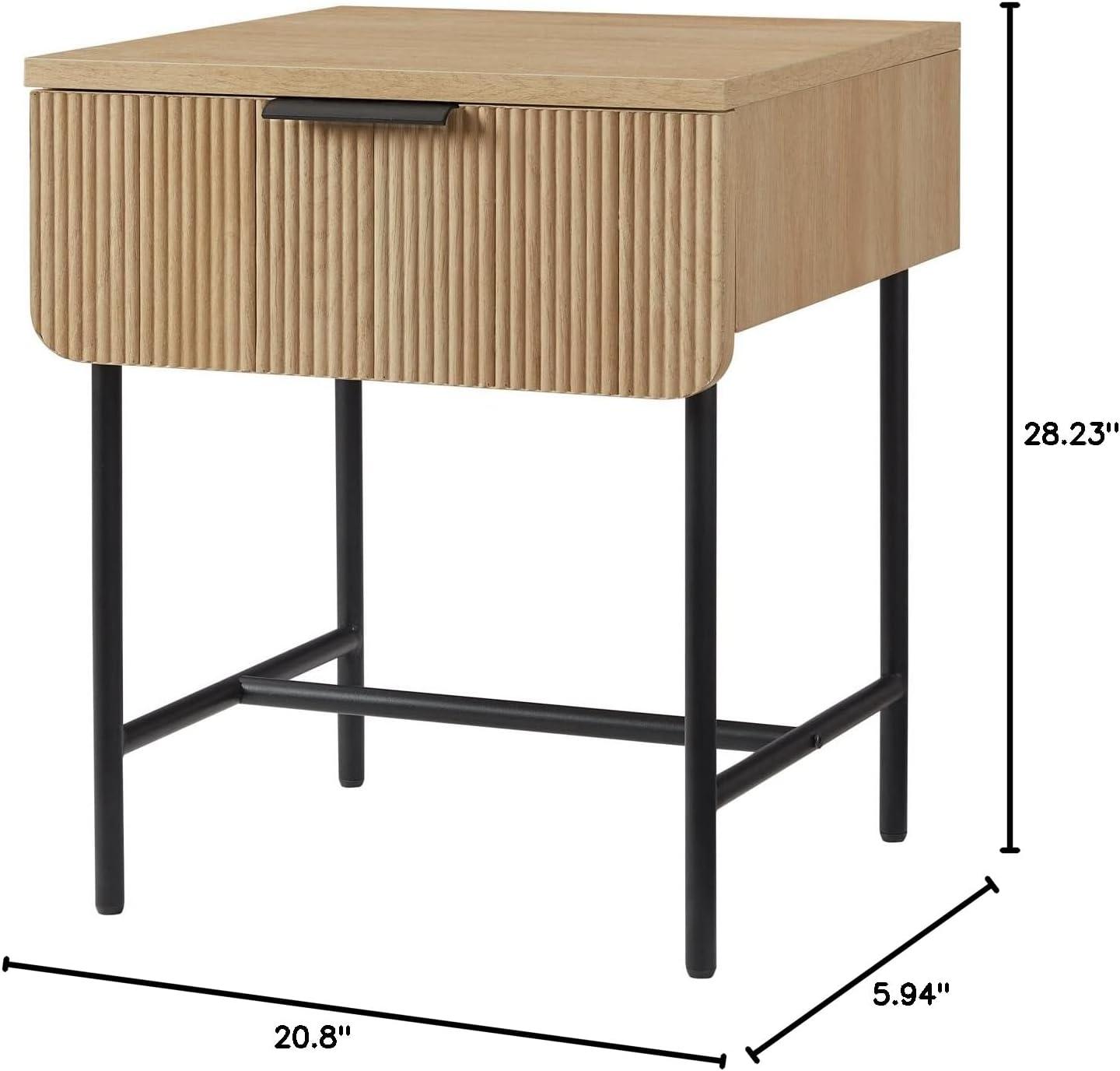 imageWalker Edison Reema Fluted Drawer Side Table 18 Inch Coastal OakCoastal Oak