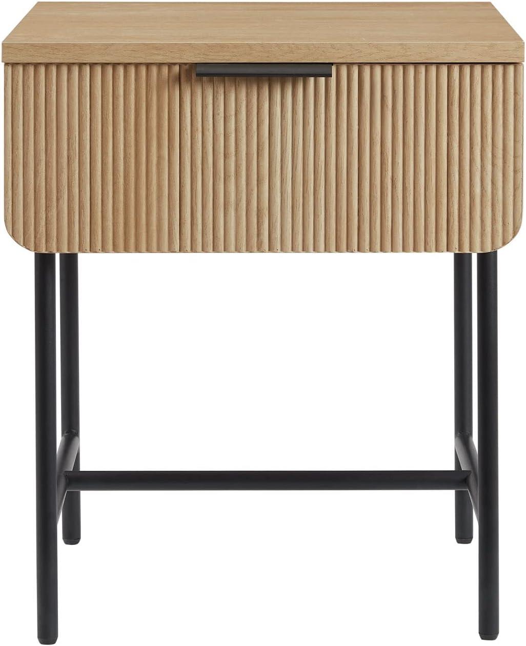 imageWalker Edison Reema Fluted Drawer Side Table 18 Inch Coastal OakCoastal Oak