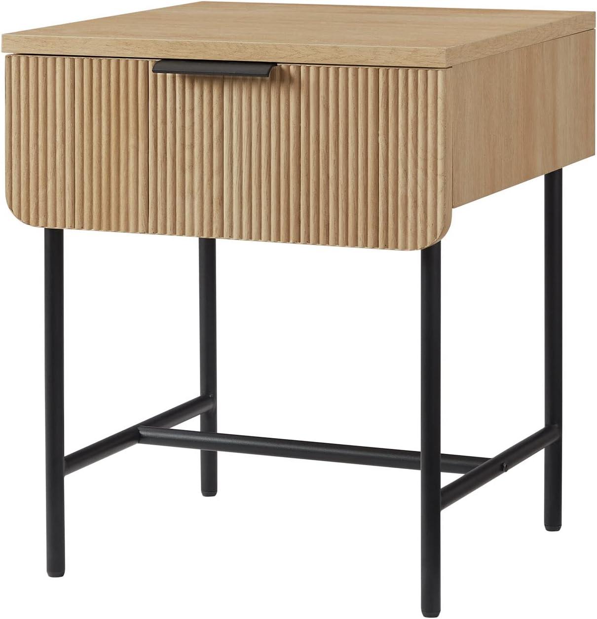 imageWalker Edison Reema Fluted Drawer Side Table 18 Inch Coastal OakCoastal Oak