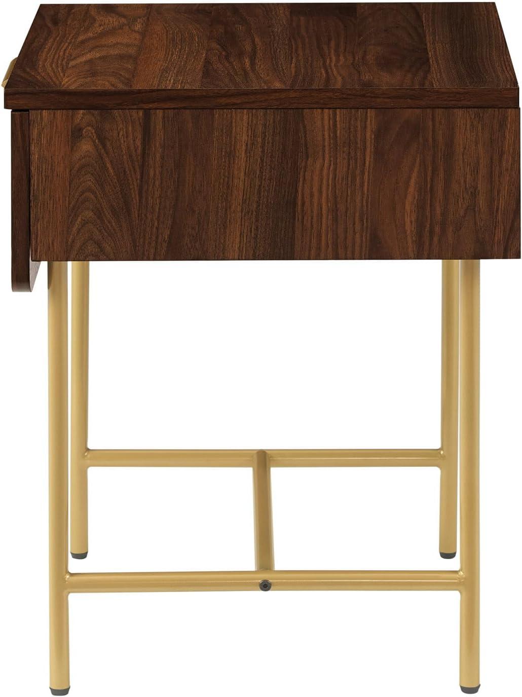 imageWalker Edison Reema Fluted Drawer Side Table 18 Inch Coastal OakDark Walnut