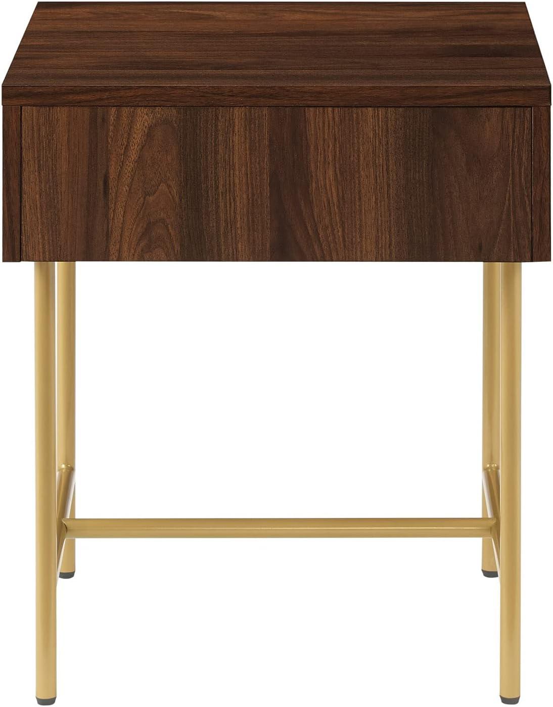 imageWalker Edison Reema Fluted Drawer Side Table 18 Inch Coastal OakDark Walnut