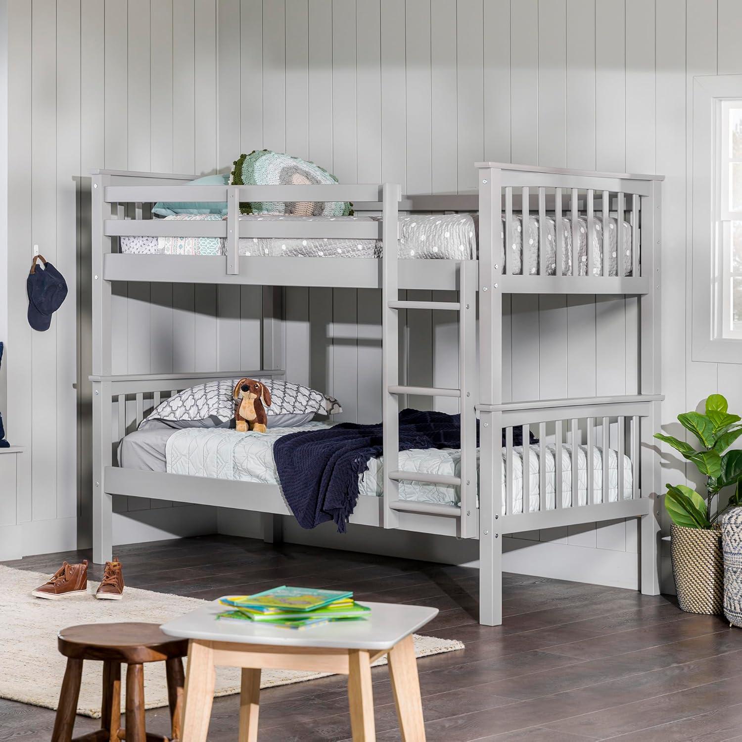 imageWalker Edison Resende Mission Style Solid Wood Twin over Twin Bunk Bed Twin over Twin GreyGrey