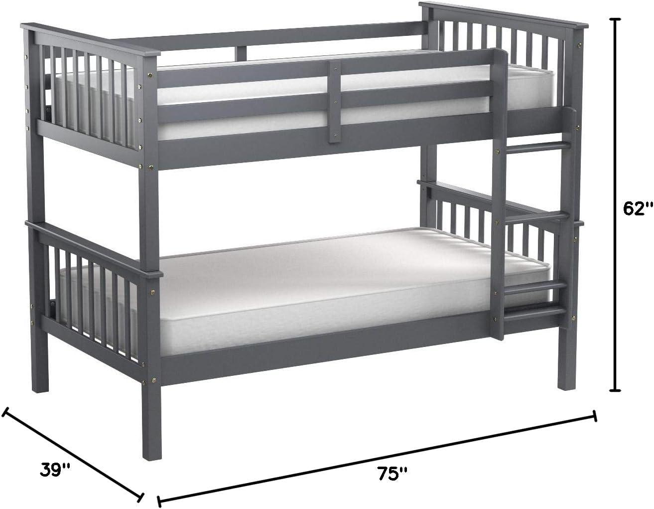 imageWalker Edison Resende Mission Style Solid Wood Twin over Twin Bunk Bed Twin over Twin GreyGrey