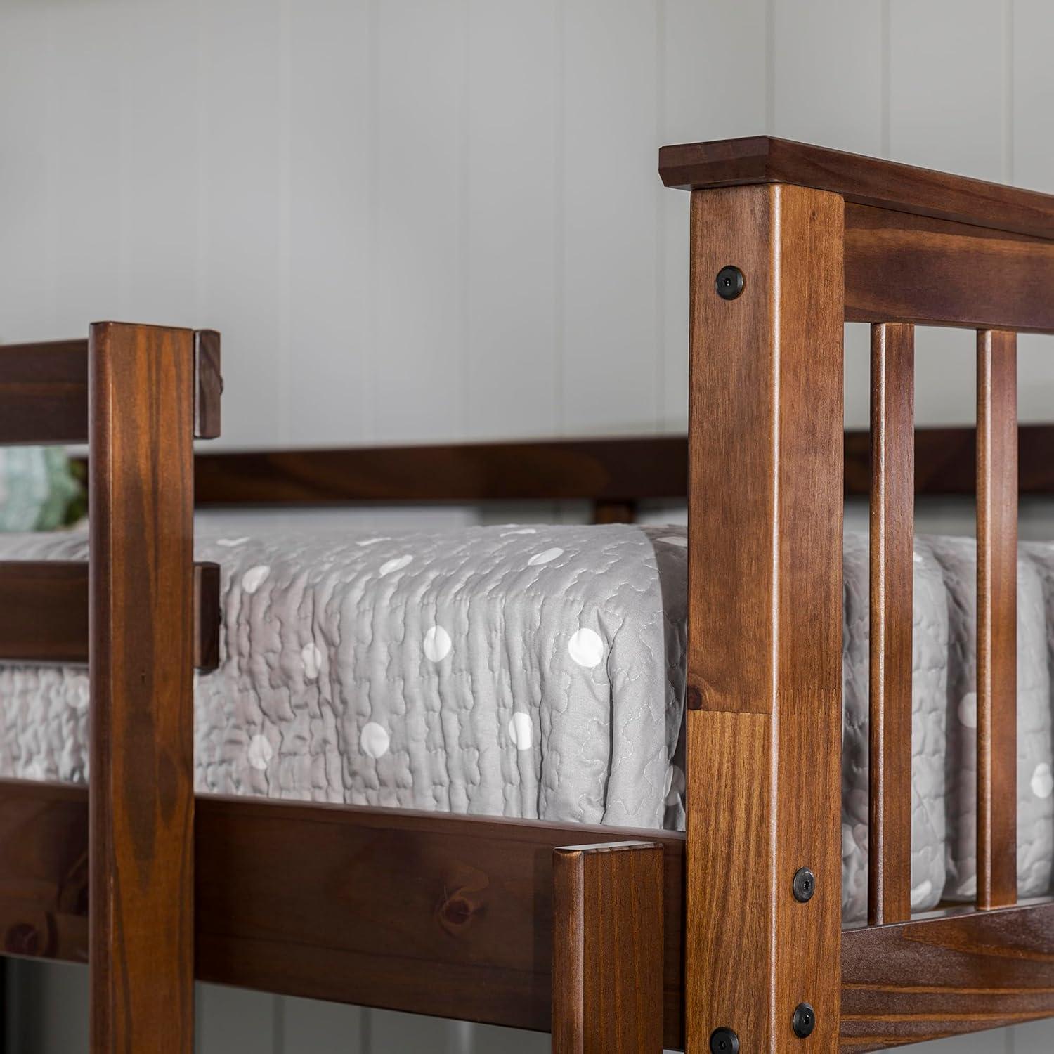 imageWalker Edison Resende Mission Style Solid Wood Twin over Twin Bunk Bed Twin over Twin GreyWalnut