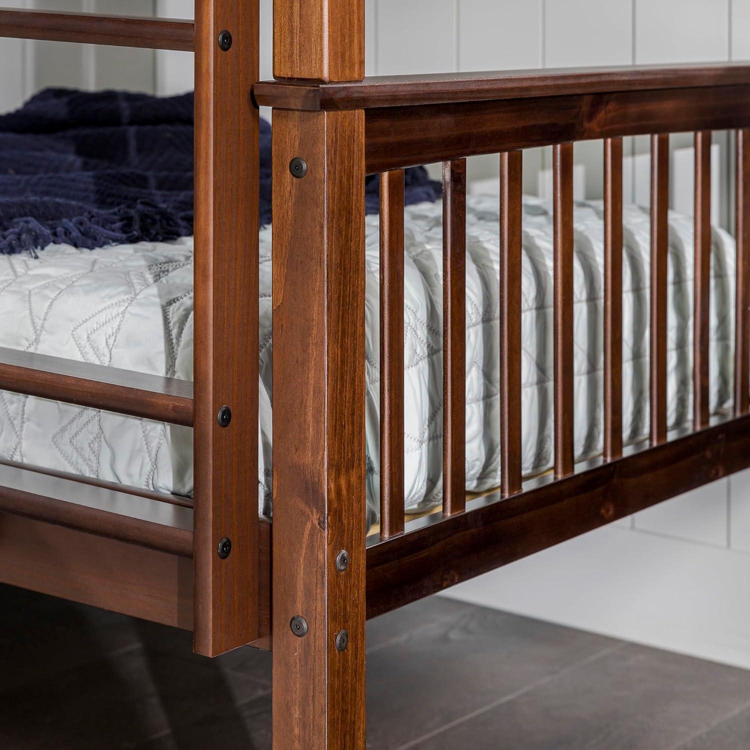 imageWalker Edison Resende Mission Style Solid Wood Twin over Twin Bunk Bed Twin over Twin GreyWalnut