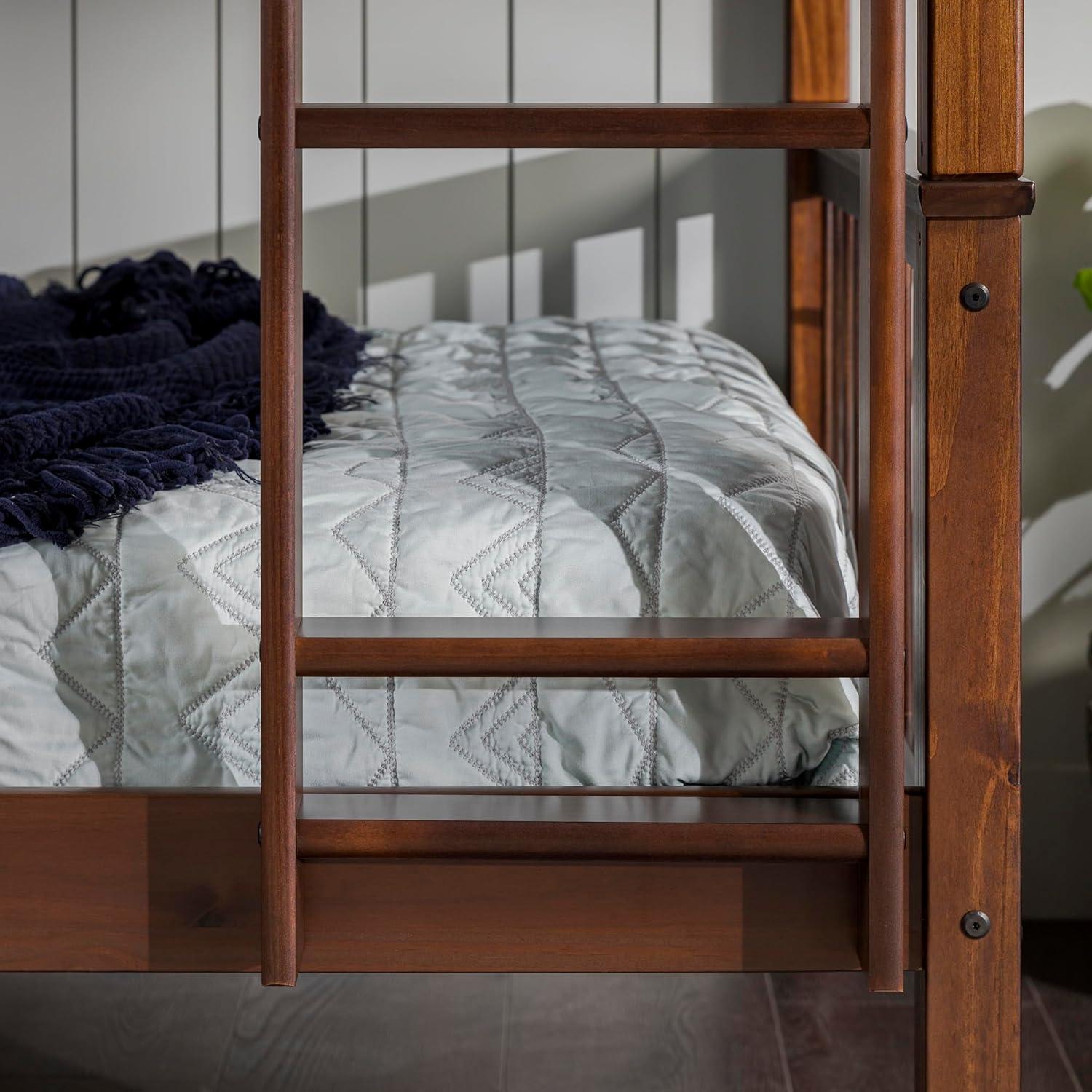 imageWalker Edison Resende Mission Style Solid Wood Twin over Twin Bunk Bed Twin over Twin GreyWalnut