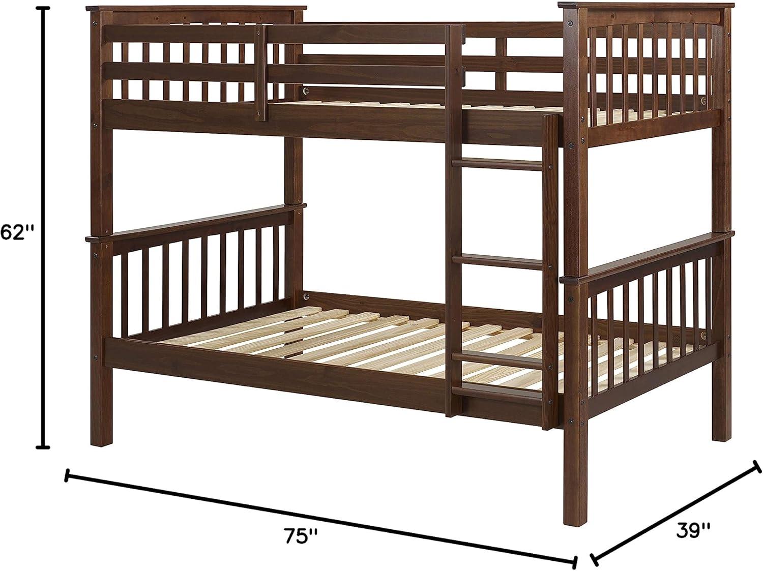 imageWalker Edison Resende Mission Style Solid Wood Twin over Twin Bunk Bed Twin over Twin GreyWalnut