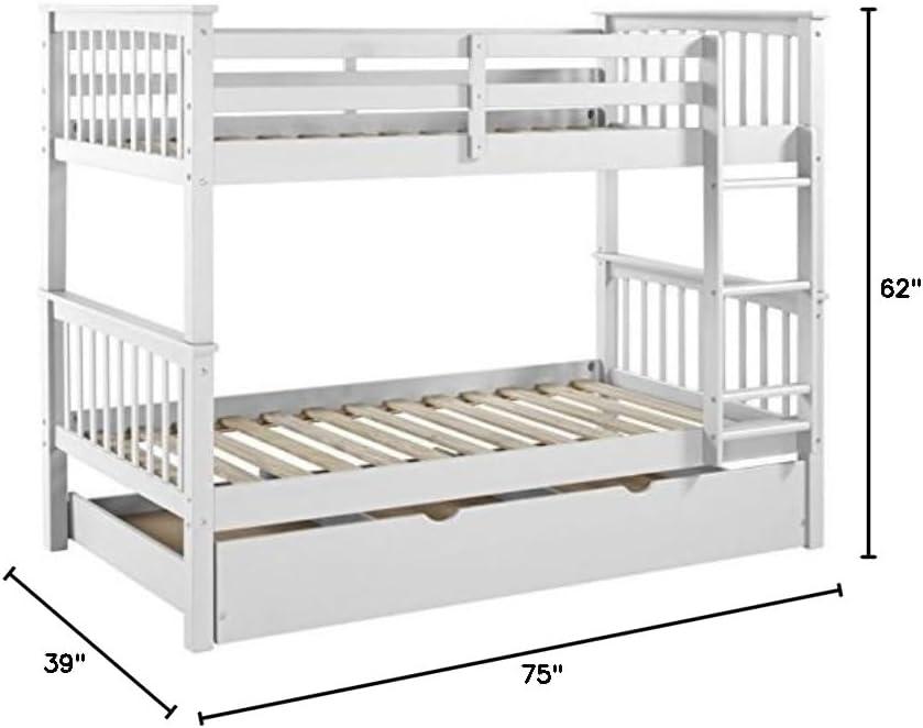 imageWalker Edison Resende Mission Style Solid Wood Twin over Twin Bunk Bed Twin over Twin GreyWhite