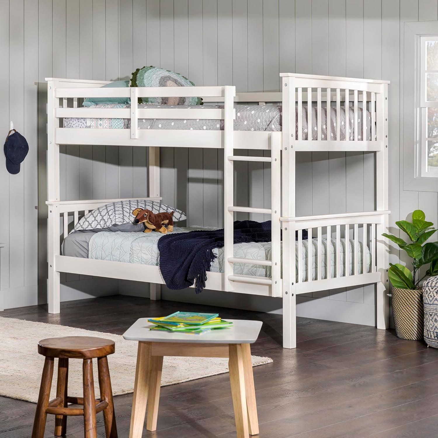 imageWalker Edison Resende Mission Style Solid Wood Twin over Twin Bunk Bed Twin over Twin GreyWhite