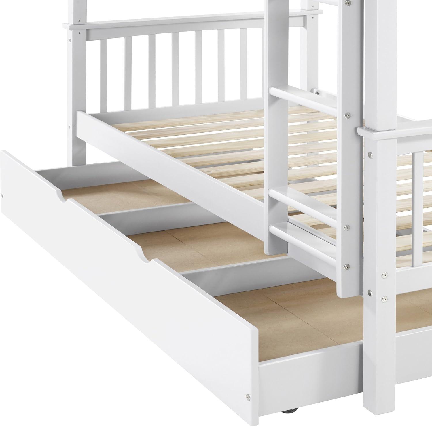 imageWalker Edison Resende Mission Style Solid Wood Twin over Twin Bunk Bed Twin over Twin GreyWhite