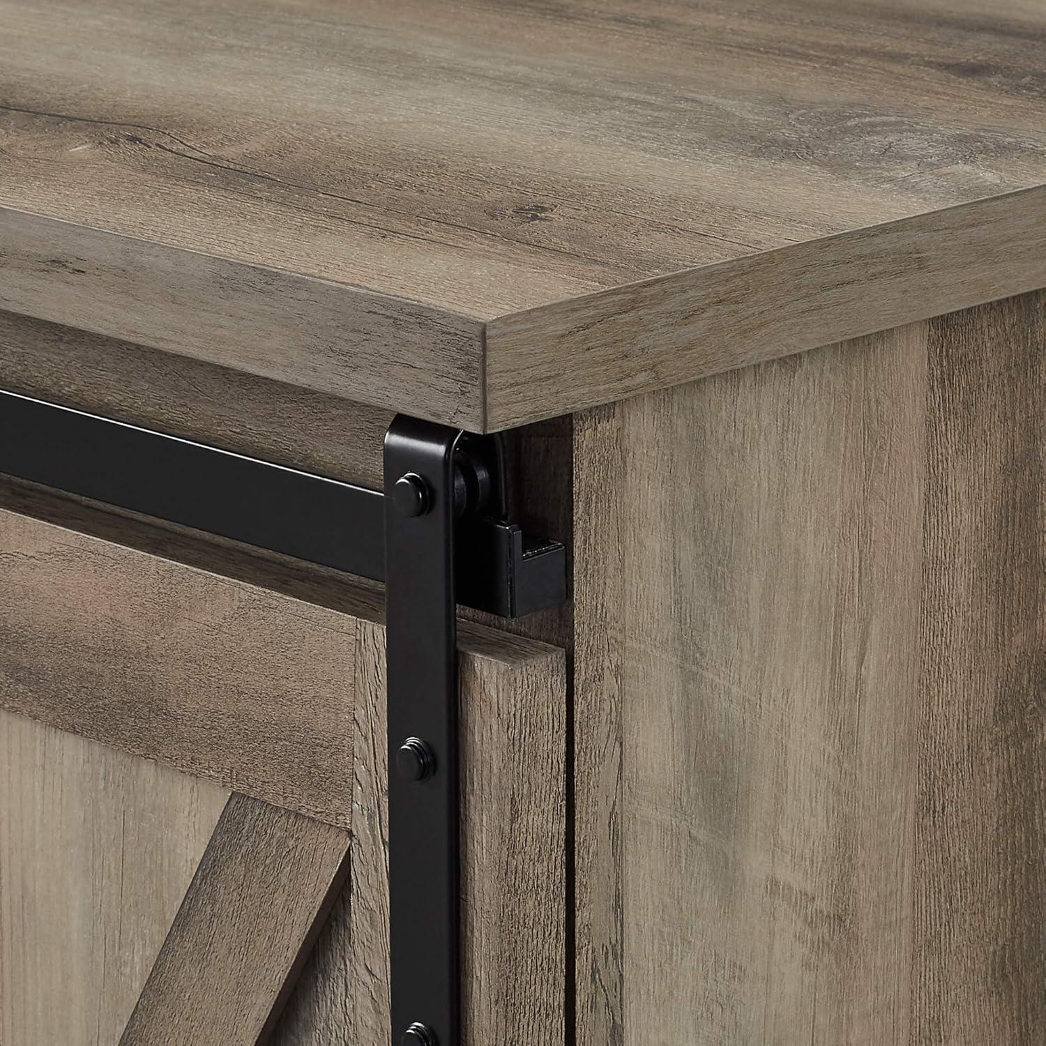 imageWalker Edison Richmond Modern Farmhouse Sliding Barn Door Stand for TVs up to 65 Inches Without Fireplace Rustic OakGrey Wash