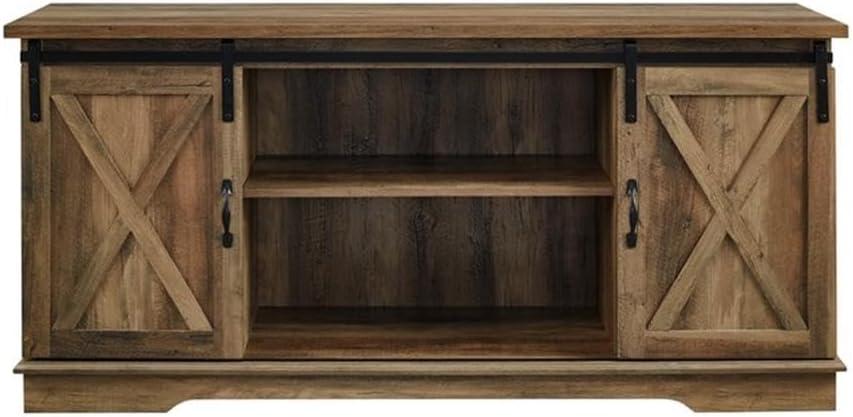 imageWalker Edison Richmond Modern Farmhouse Sliding Barn Door Stand for TVs up to 65 Inches Without Fireplace Rustic OakRustic Oak