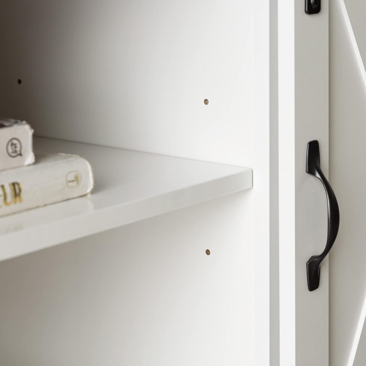 imageWalker Edison Richmond Modern Farmhouse Sliding Barn Door Stand for TVs up to 65 Inches Without Fireplace Rustic OakWhite and Rustic Oak