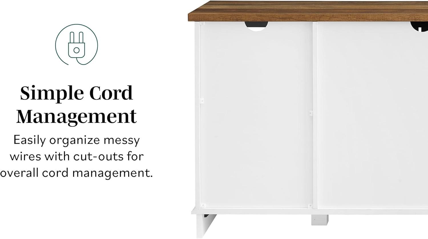 imageWalker Edison Richmond Modern Farmhouse Sliding Barn Door Stand for TVs up to 65 Inches Without Fireplace Rustic OakWhite and Rustic Oak