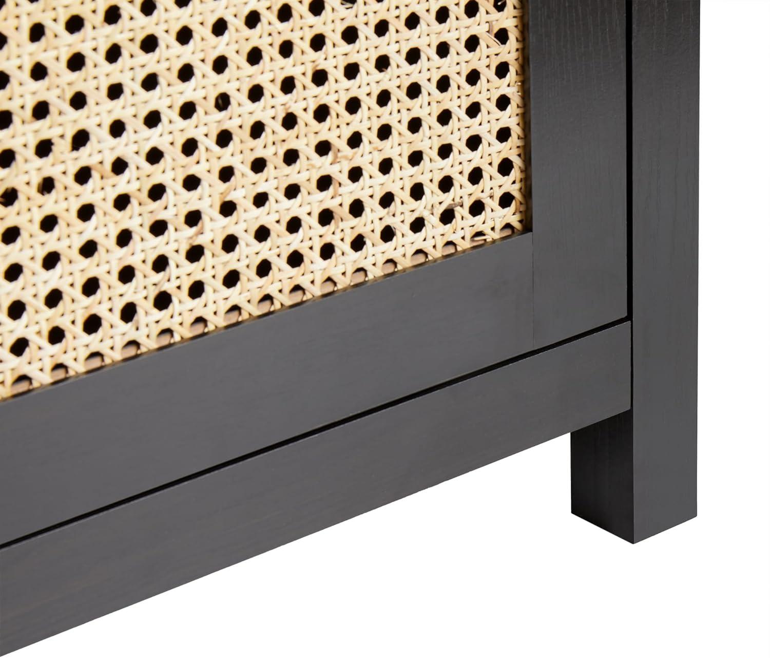 imageWalker Edison Sasha 4Door Reeded Sideboard Buffet with Cord Management 70 Inch Coastal OakBlack