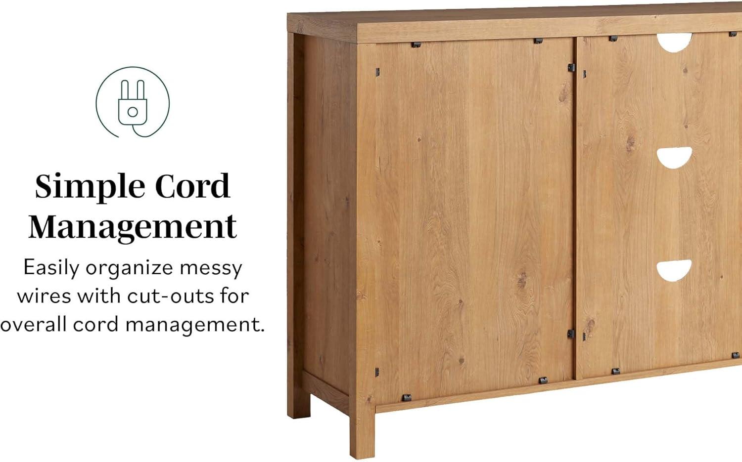 imageWalker Edison Sasha 4Door Reeded Sideboard Buffet with Cord Management 70 Inch Coastal OakCoastal Oak